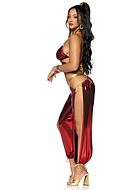 Prinsesse Jasmine fra Aladdin, kostymetopp og -bukser, iriserende materiale, høy spalte